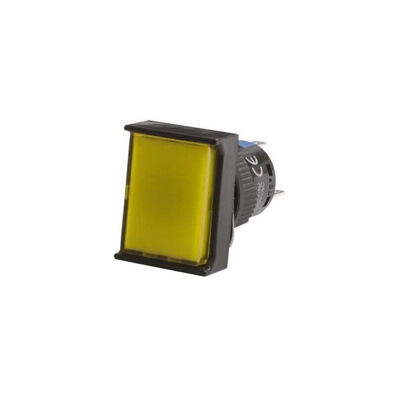  16mm 24v Sarı Yaylı Diktörtgen Buton Cd-aj-11d/24v/y