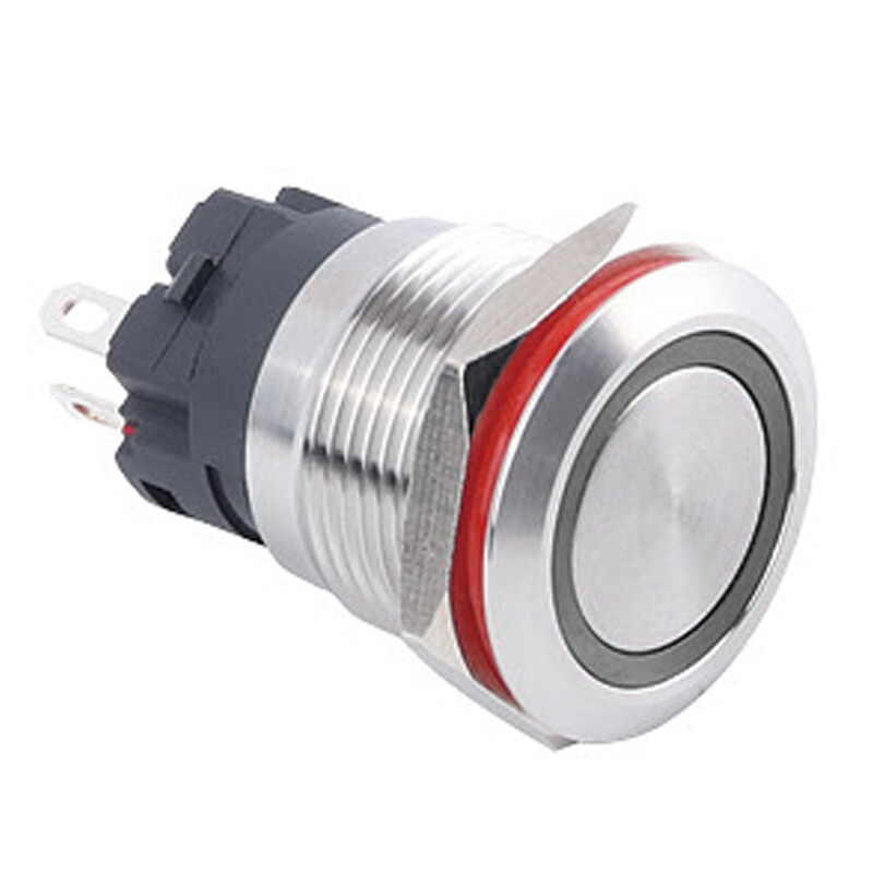  19a-p1-e 19mm Düz Yaylı Işıklı Metal Buton - Beyaz