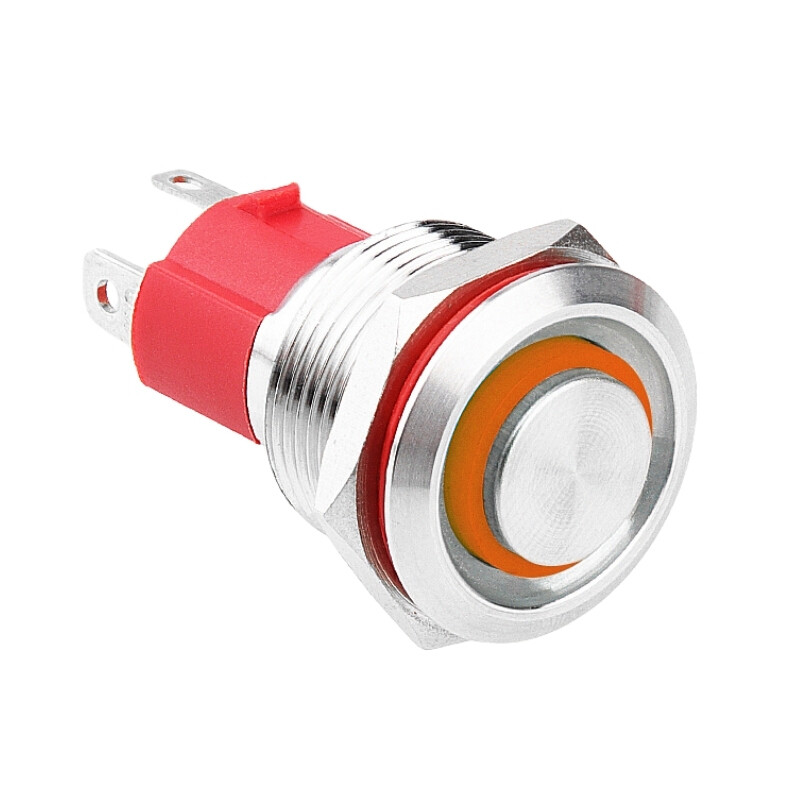  19d-g1z-e 19mm Çıkık Anahtarlı Işıklı Metal Buton - Sarı