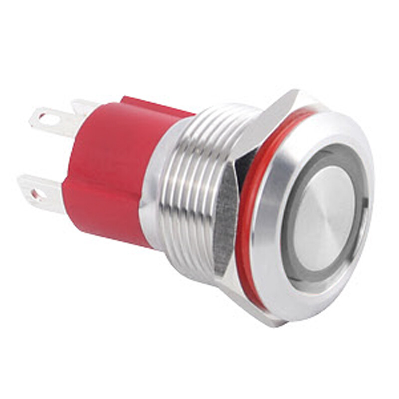  19d-p1z-e 19mm Düz Anahtarlı Işıklı Metal Buton - Beyaz