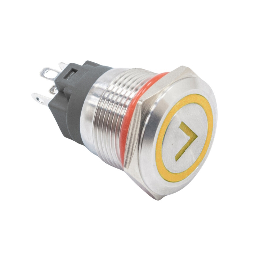  19fxhx 19mm Düz Yaylı Işıklı Ok İşaretli Metal Buton - Sarı
