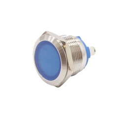 19L-P1 19mm 12-24V Metal Signal Lamp - Blue 