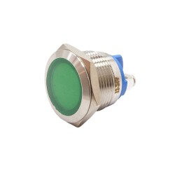 19L-P1 19mm 12-24V Metal Signal Lamp - Green 