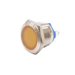 19L-P1 19mm 12-24V Metal Signal Lamp - Yellow 