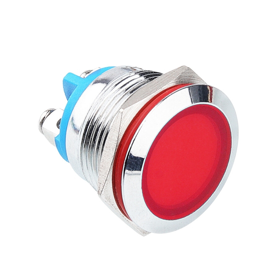  19l-p1 19mm 12-24v Metal Sinyal Lambası - Kırmızı