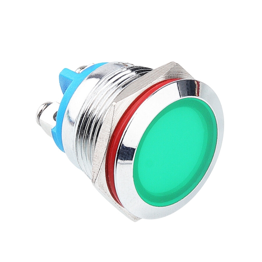  19l-p1 19mm 12-24v Metal Sinyal Lambası - Yeşil