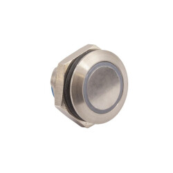 19mm Düz Mavi Işıklı Yaylı Metal Buton - AV9SLD248 - 1