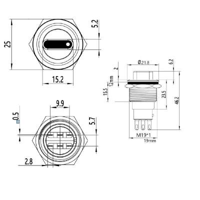 19X-P1 19mm Kalıcı Mandal Buton 0-1 - 3