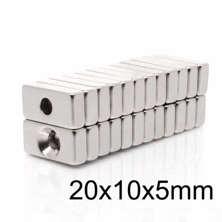  20x10x5-4mm Havşa Delikli Neodyum Güçlü Mıknatıs - Neodim Magnet