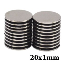 20x1mm Neodyum Güçlü Mıknatıs - Neodim Magnet 
