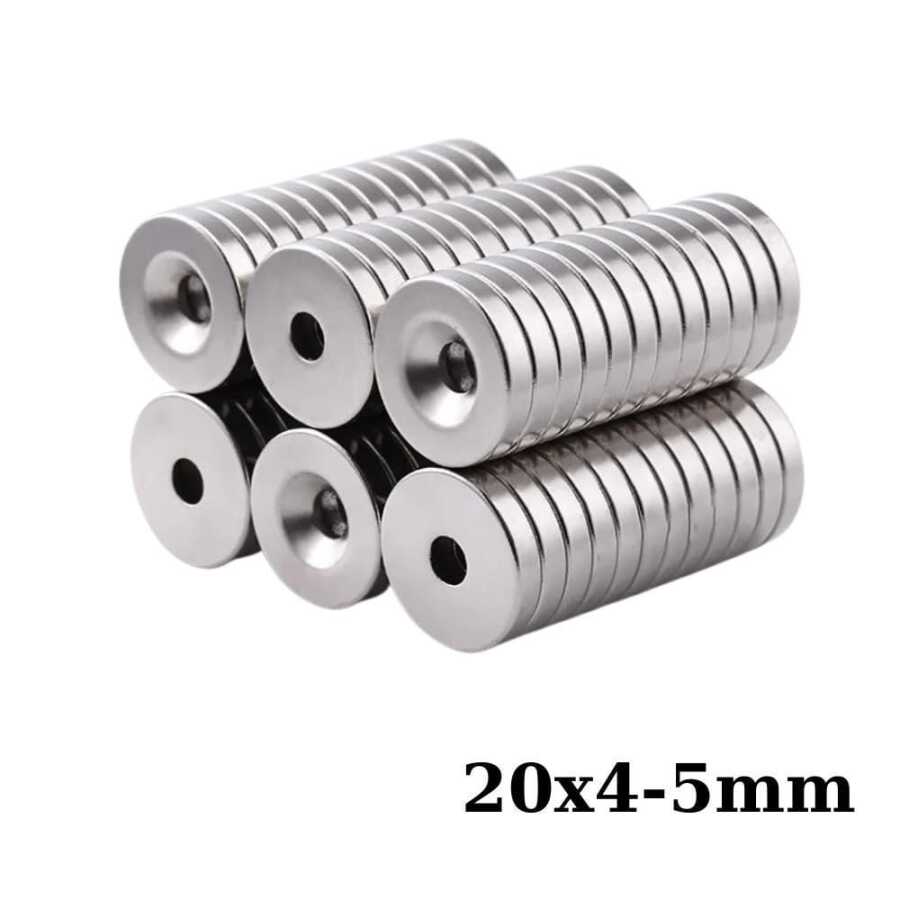  20x4-5mm Havşa Delikli Neodyum Güçlü Mıknatıs - Neodim Magnet