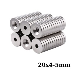 20x4-5mm Havşa Delikli Neodyum Güçlü Mıknatıs - Neodim Magnet 