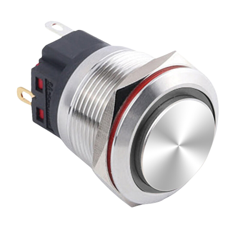  22b-g1z-e 22mm Çıkık Anahtarlı Işıklı Metal Buton - Beyaz