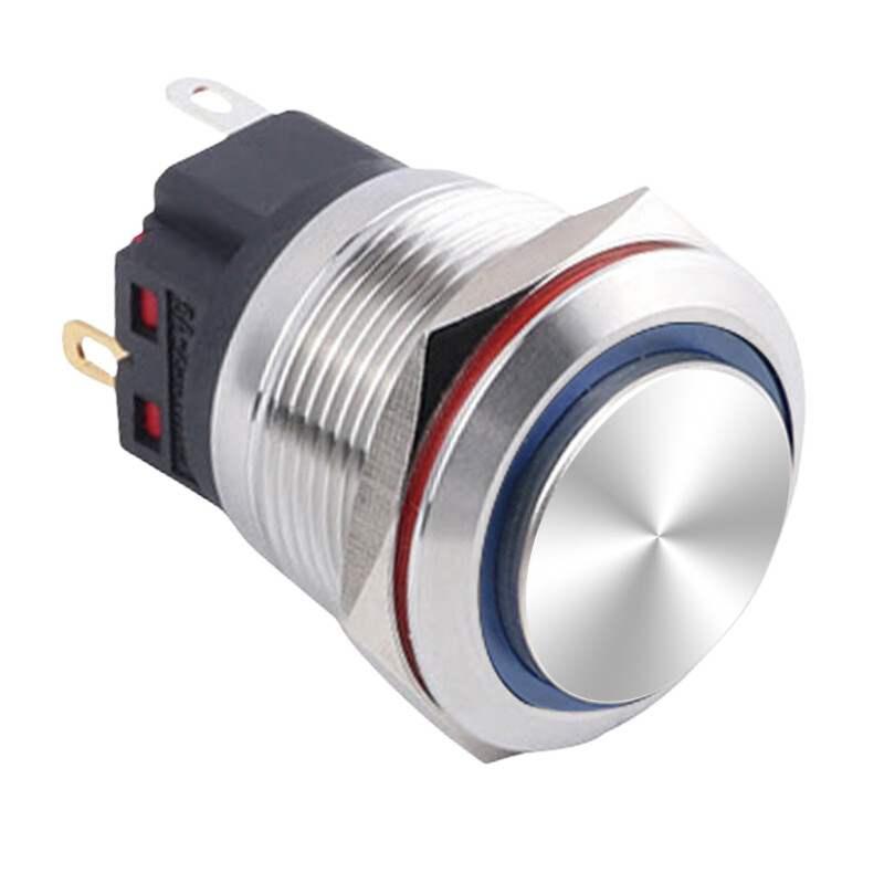  22b-g1z-e 22mm Çıkık Anahtarlı Işıklı Metal Buton - Mavi