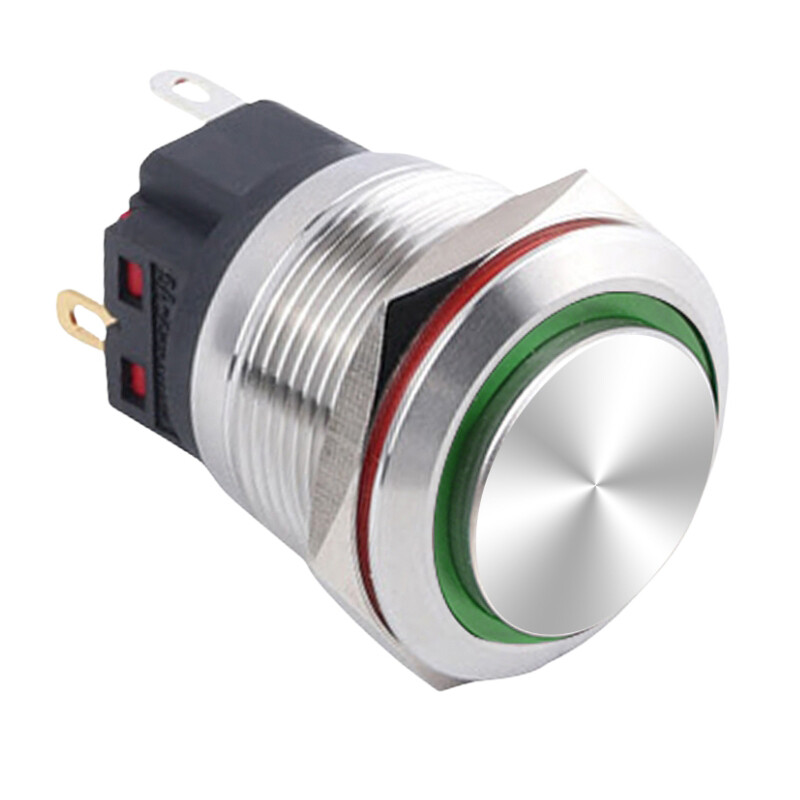  22b-g1z-e 22mm Çıkık Anahtarlı Işıklı Metal Buton - Yeşil