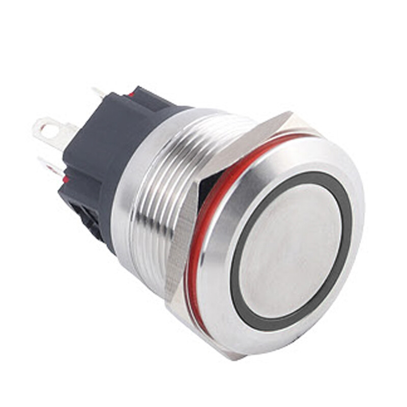  22b-p1z-e 22mm Düz Anahtarlı Işıklı Metal Buton - Beyaz