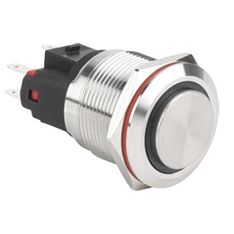  22e-g1-e 22mm Çıkık Yaylı Işıklı Metal Buton - Beyaz