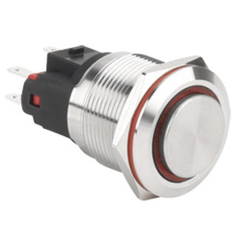  22e-g1z-e 22mm Çıkık Anahtarlı Işıklı Metal Buton - Kırmızı