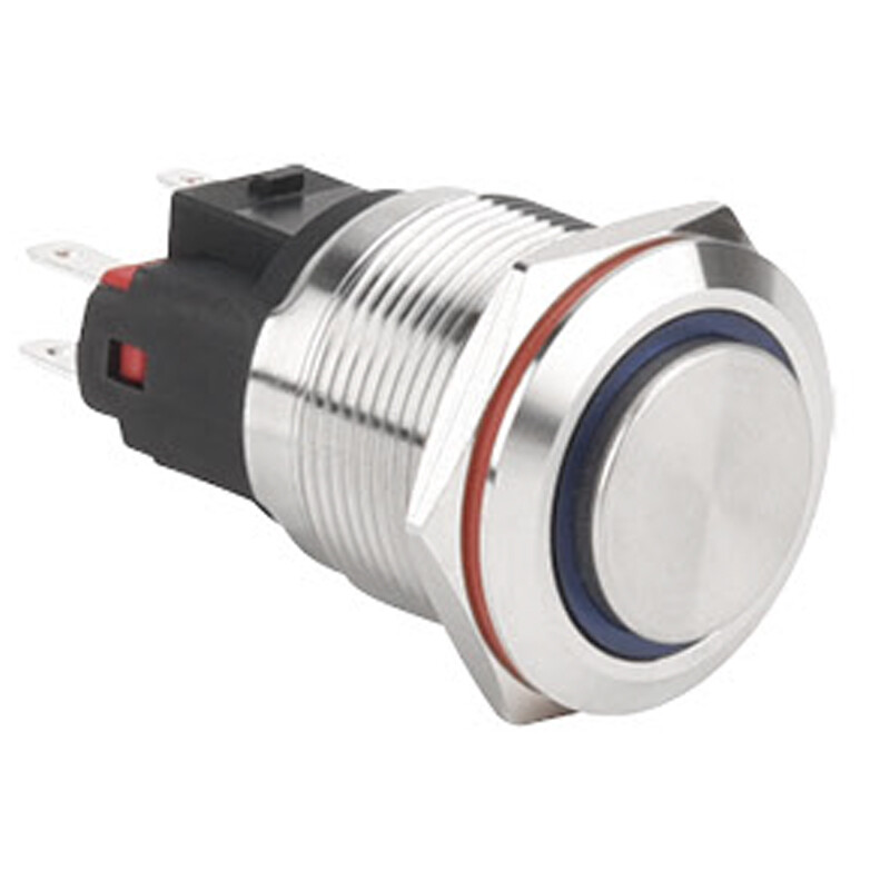  22e-g1z-e 22mm Çıkık Anahtarlı Işıklı Metal Buton - Mavi