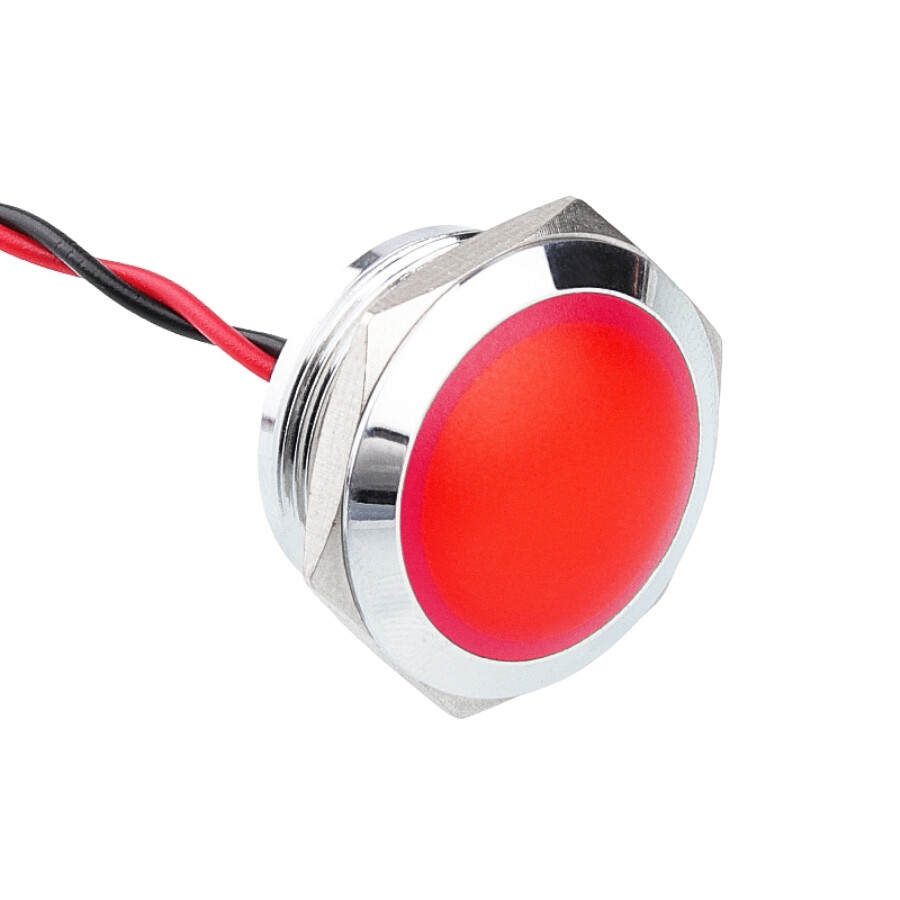  22l-p1 22mm 12-24v Kablolu Metal Sinyal Lambası - Kırmızı