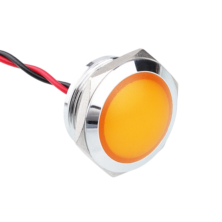  22l-p1 22mm 12-24v Kablolu Metal Sinyal Lambası - Sarı