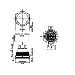 25B-G1 25mm Çıkık Yaylı Metal Buton - 3