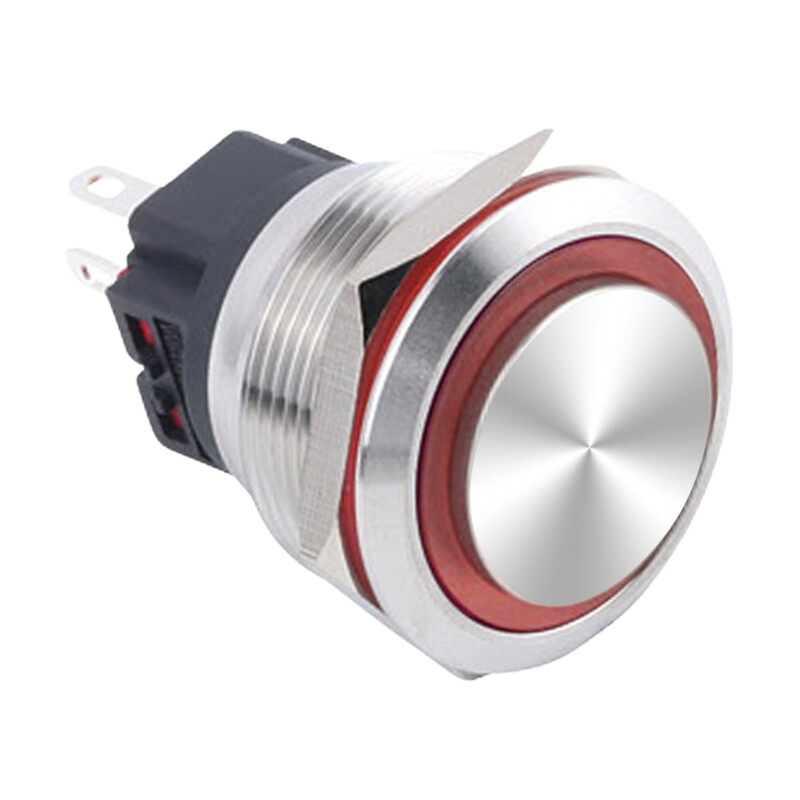  25b-g1z-e 25mm Çıkık Anahtarlı Işıklı Metal Buton - Kırmızı