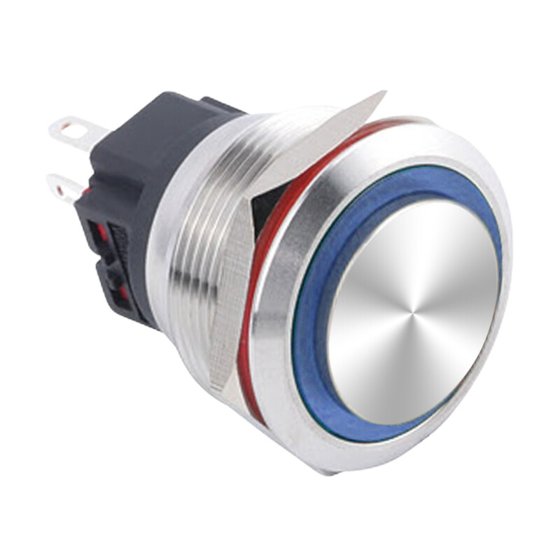  25b-g1z-e 25mm Çıkık Anahtarlı Işıklı Metal Buton - Mavi
