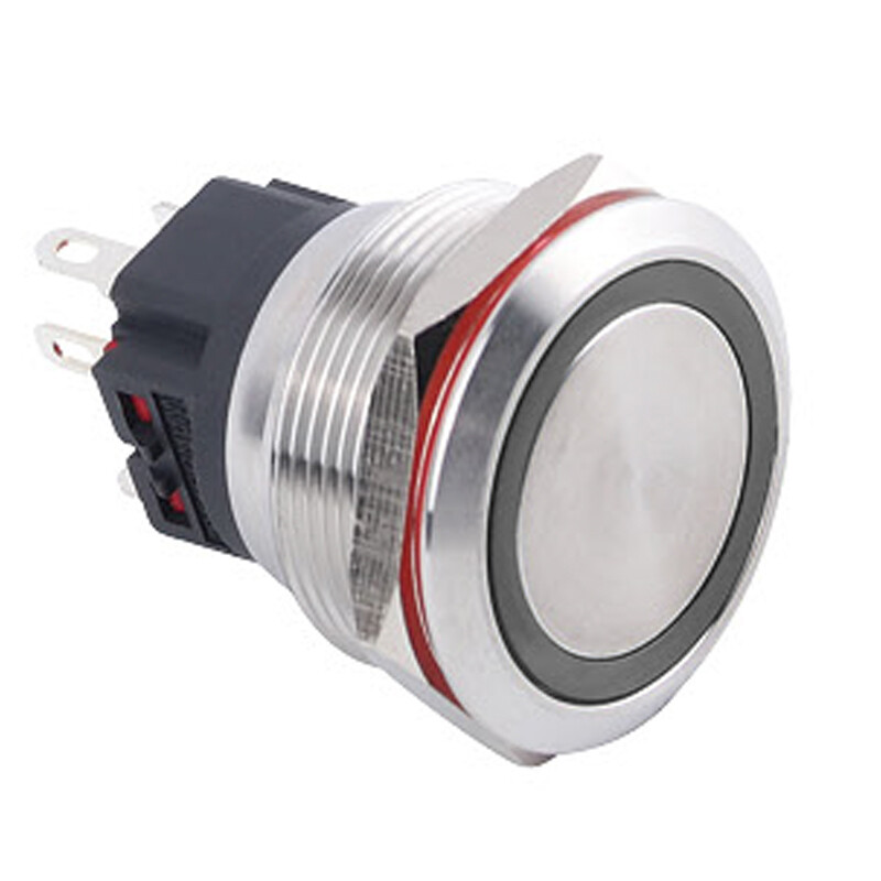  25b-p1z-e 25mm Düz Anahtarlı Işıklı Metal Buton - Beyaz