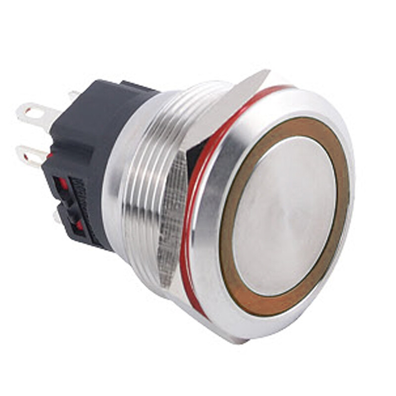  25b-p1z-e 25mm Düz Anahtarlı Işıklı Metal Buton - Sarı