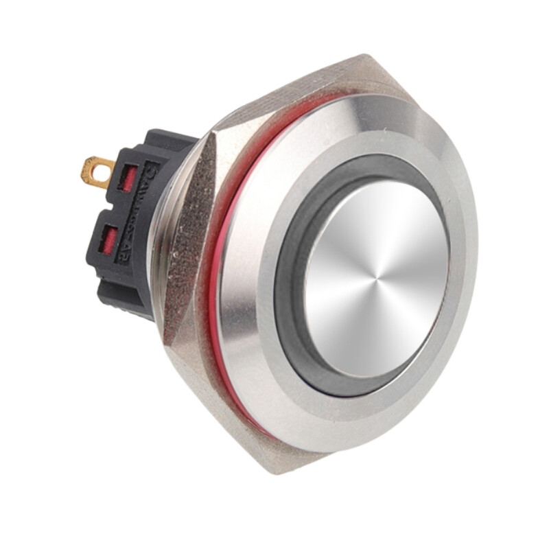  28b-g1-e 28mm Çıkık Yaylı Işıklı Metal Buton - Beyaz