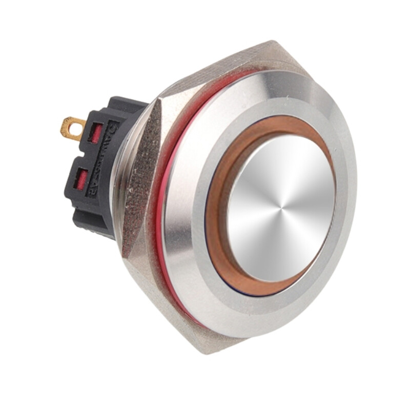  28b-g1-e 28mm Çıkık Yaylı Işıklı Metal Buton - Sarı