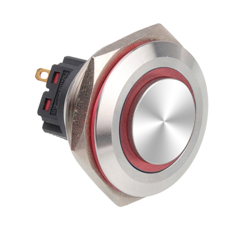  28b-g1z-e 28mm Çıkık Anahtarlı Işıklı Metal Buton - Kırmızı