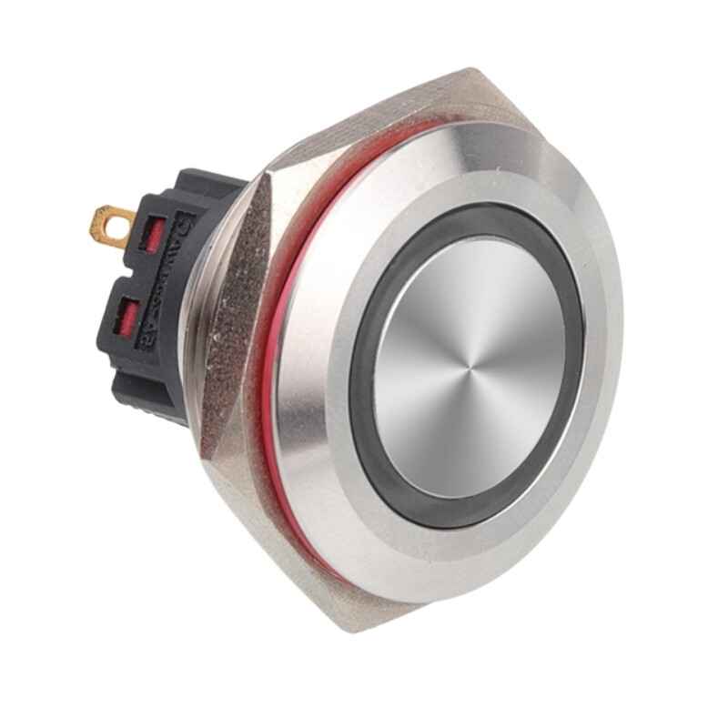  28b-p1z-e 28mm Düz Anahtarlı Işıklı Metal Buton - Beyaz