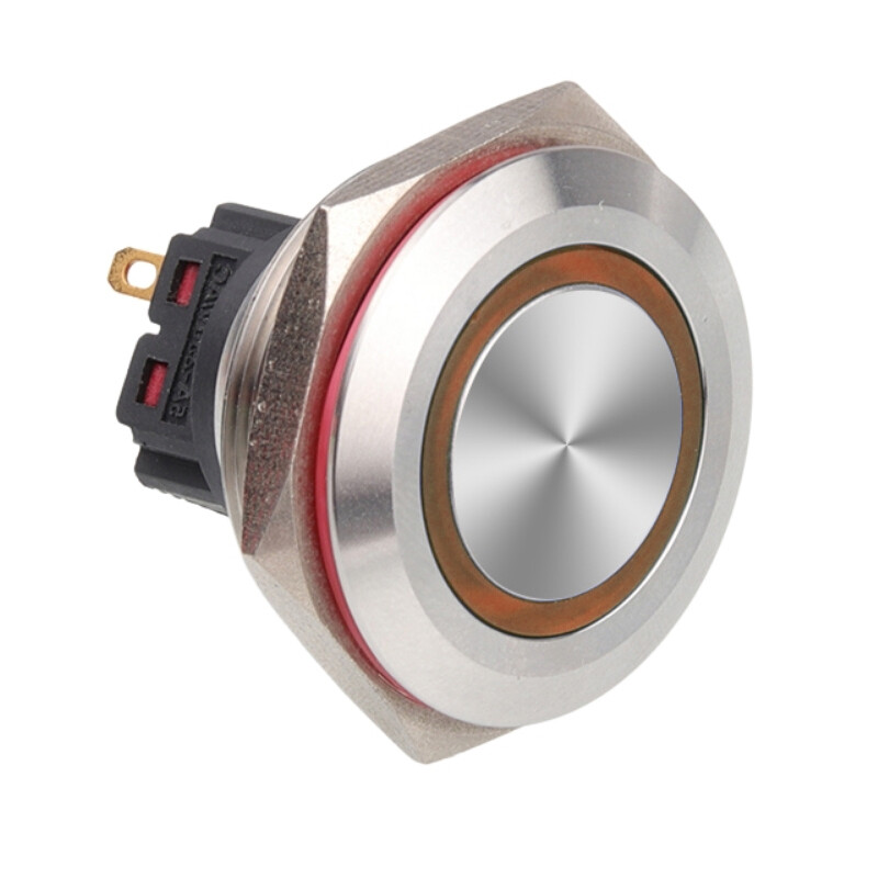  28b-p1z-e 28mm Düz Anahtarlı Işıklı Metal Buton - Sarı