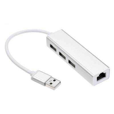 3 Port USB 2.0 Çoklayıcı + 100 Mpbs Ethernet USB Çevirici RJ45 - 1