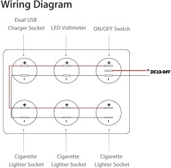 3 Way Female Cigarette Lighter Socket 2x5V USB Switch Panel with Voltage Indicator and Blue Dot Light - 4