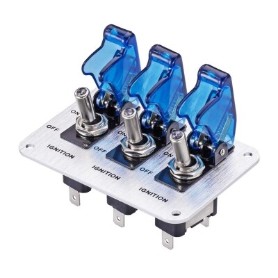 3-way ON-OFF Toggle Switch Panel - Blue - 1