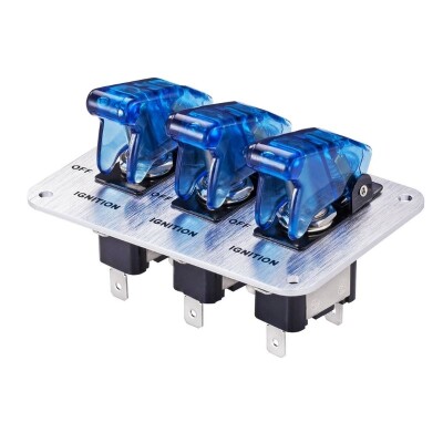 3-way ON-OFF Toggle Switch Panel - Blue - 2