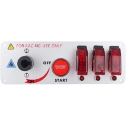 3-way ON-OFF Toggle Switch Panel - with Engine Start Button and Ignition Key - 3