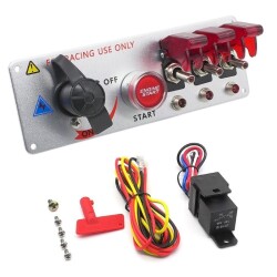 3-way ON-OFF Toggle Switch Panel - with Engine Start Button and Ignition Key - 2