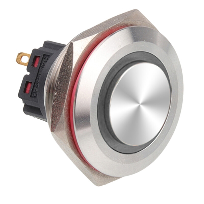  30b-g1-e 30mm Çıkık Yaylı Işıklı Metal Buton - Beyaz