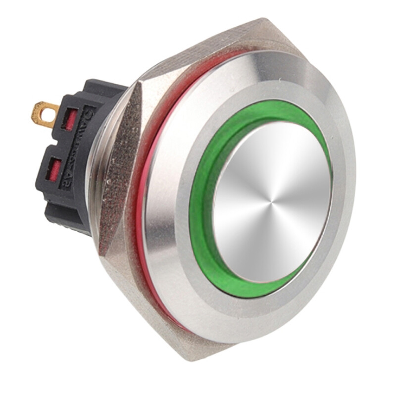 30b-g1z-e 30mm Çıkık Anahtarlı Işıklı Metal Buton - Yeşil