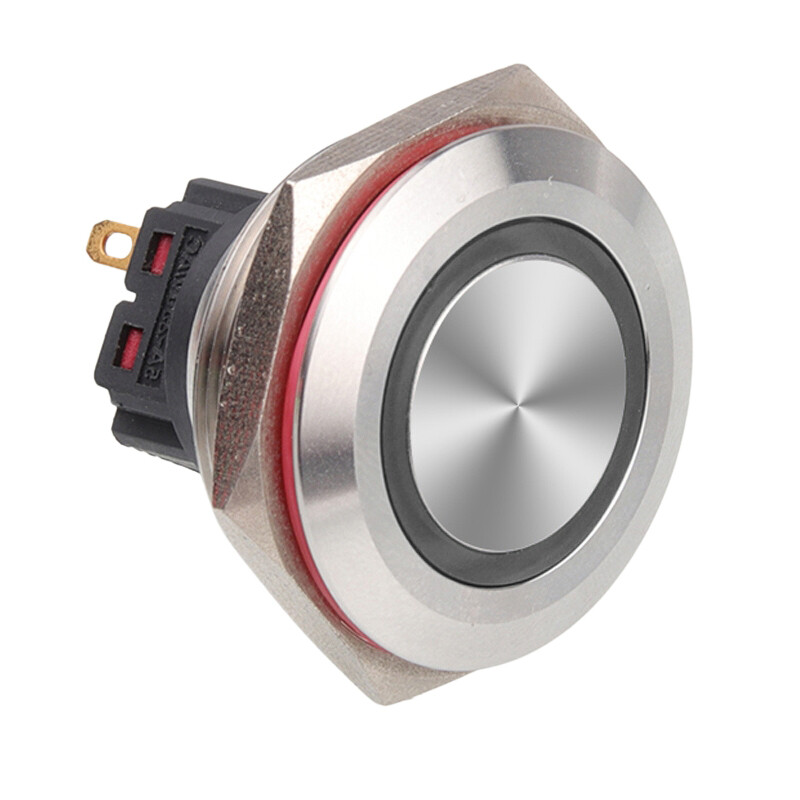  30b-p1z-e 30mm Düz Anahtarlı Işıklı Metal Buton - Beyaz