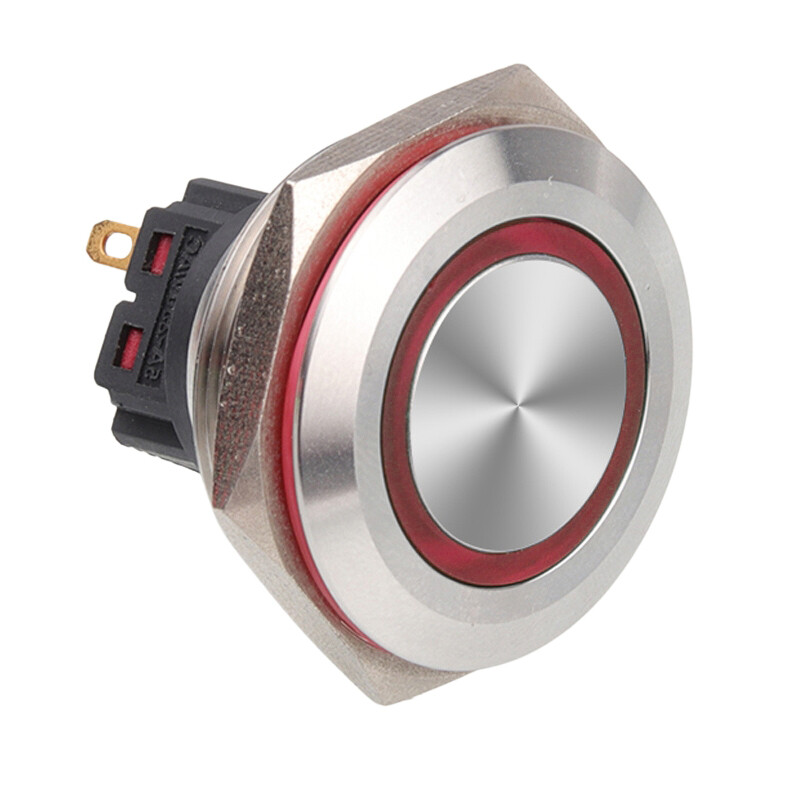  30b-p1z-e 30mm Düz Anahtarlı Işıklı Metal Buton - Kırmızı