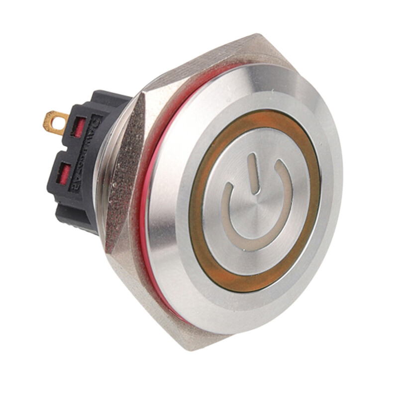  30b-p1z-ec 30mm Düz Anahtarlı Işıklı Power Metal Buton - Sarı