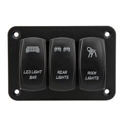 3'lü ON-OFF Işıklı Anahtar Switch Panel 12V-24V- Yeşil 