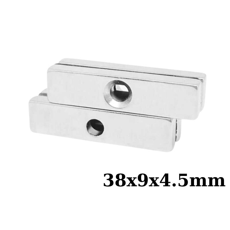  38x9x4.5-5mm Havşa Delikli Neodyum Güçlü Mıknatıs - Neodim Magnet