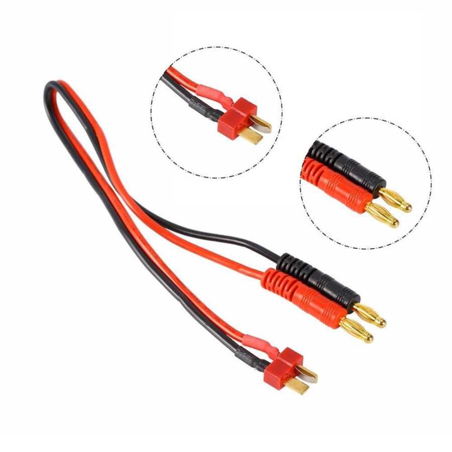  4mm Banana - Erkek T Plug Dönüştürücü Kablo - 30cm