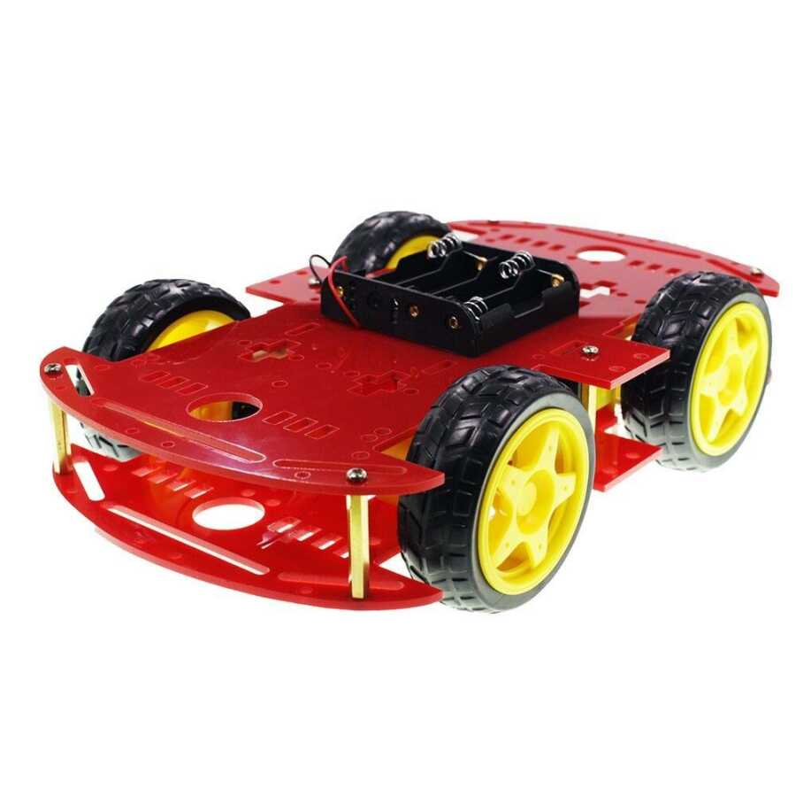  4wd Kırmızı Şase Tekerlekli Araba Kiti